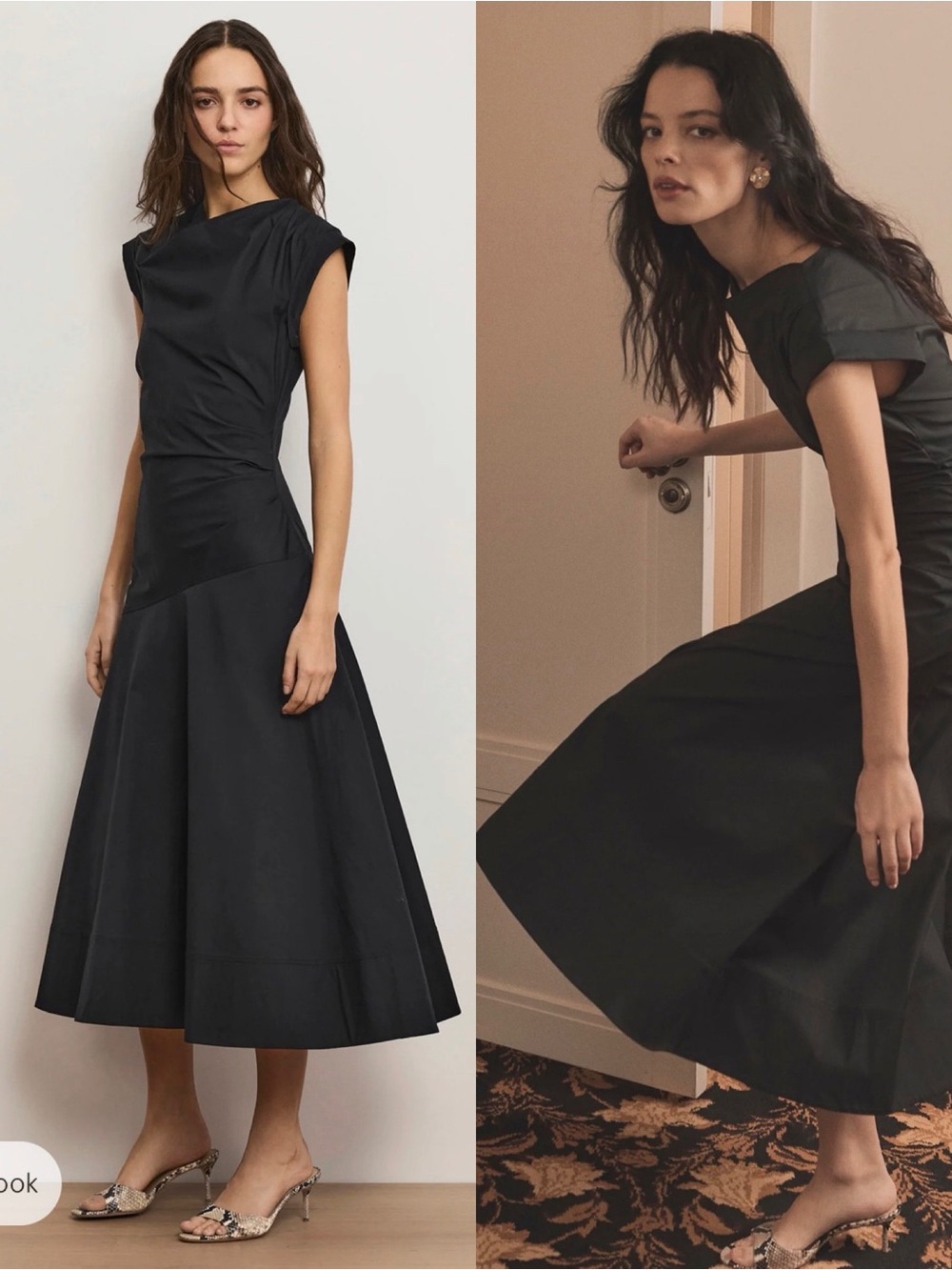 NWT Veronica Beard Lisette Cotton Poplin Midi Dress in Black Size 6